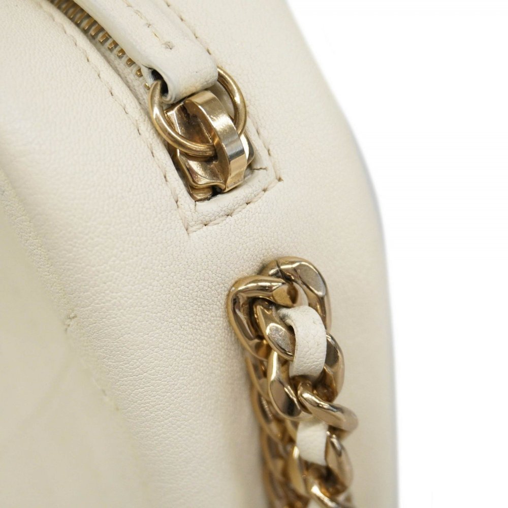 Chanel Shoulder Bag Matelasse Chain Goatskin White Champagne Ladies - Picture 10 of 11